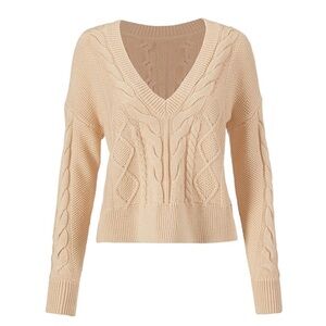 Cabi Crop Cable Pullover- size S